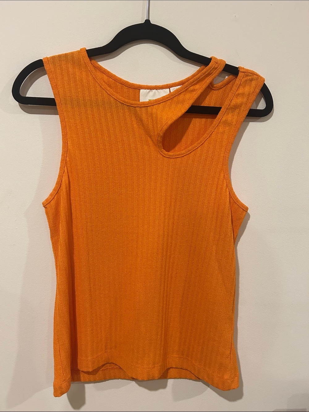 Maeve Orange Ribbed Cutout Sleeveless Tank